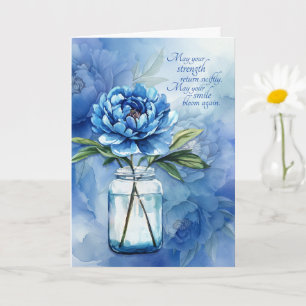Werde Gesund Blaue Pfingstrosen Blumen Herzliches Karte
