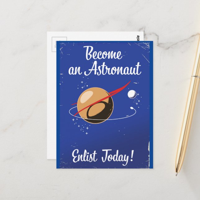 Werde heute Astronauten! Postkarte (Vorderseite/Rückseite Beispiel)