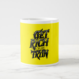 Werde reich oder stirb beim Versuch — Chrome-Typog Jumbo-Tasse