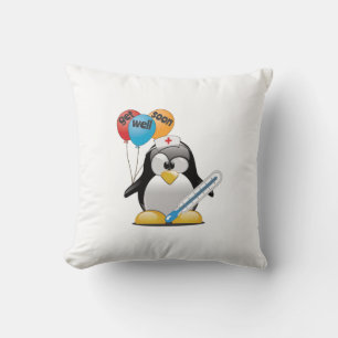 Werde schnell wieder gesund. Pinguin-Krankenschwes Kissen