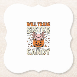 Werde Schwester für Süßigkeiten Axolotl Halloween Untersetzer