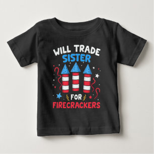 Werde Schwester gegen Feuerwerk tauschen Lustiger  Baby T-shirt