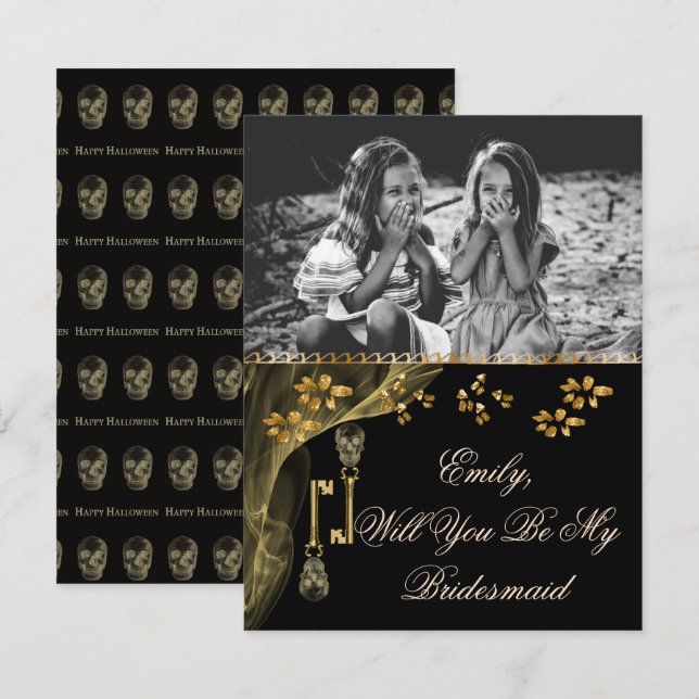 Werden Sie, Bridesmaid Foto & Black & Gold Skull (Vorne/Hinten)