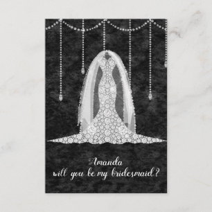 Werden Sie Bridesmaid Schwarz-weißen KleiderzugDia Einladung
