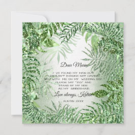 Werden Sie Bridesmaid Tropischen Glitzer Minze Gre Einladung