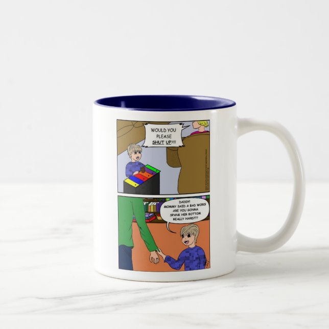 Werden Sie die Unterseite der Mama verprügeln? Zweifarbige Tasse (Rechts)