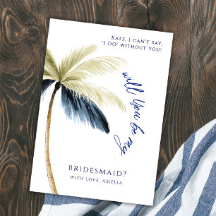 Werden Sie eine Bridesmaid Palm Tree Vorschlagskar Einladung
