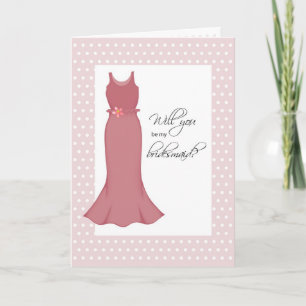 Werden Sie eine Bridesmaid, rosa Kleid, Polka Dots Einladung