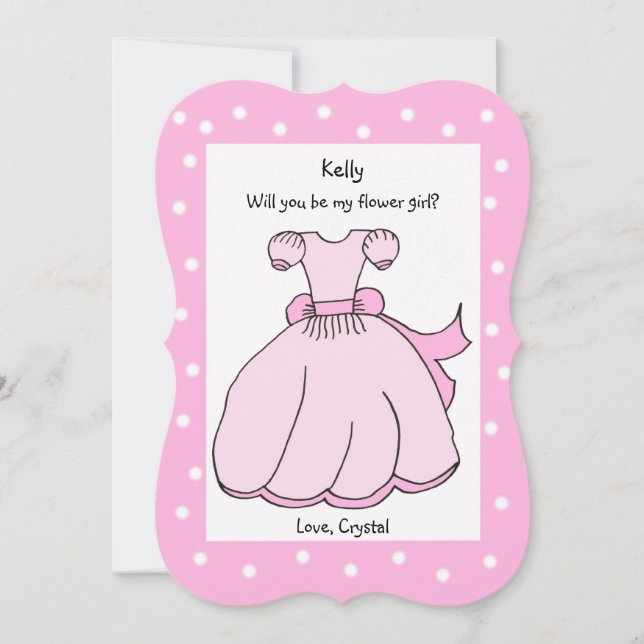 Werden Sie mein Blumenkleid in Rosa sein? Einladung (Vorderseite)