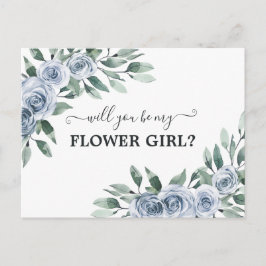 Werden Sie mein Blumenmädchen Dusty Blue Rose Flor Postkarte