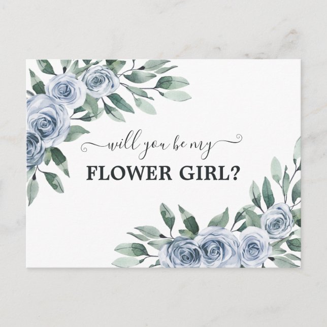 Werden Sie mein Blumenmädchen Dusty Blue Rose Flor Postkarte (Vorderseite)