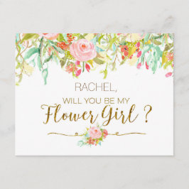Werden Sie mein Blumenmädchen sein - Bridesmaid-Ka Einladung