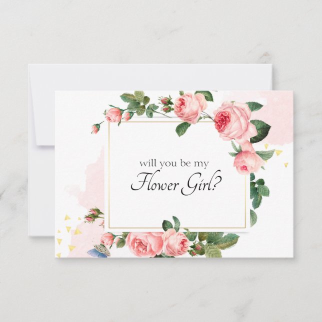 Werden Sie mein Blumenmädchen sein, das rosa Rose  (Vorderseite)