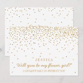 Werden Sie mein Blumenmädchen Vintager Goldkonfett Einladung