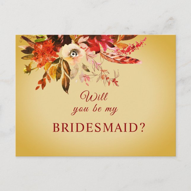 Werden Sie mein Bridesmädchen im Herbst florales G Postkarte (Vorderseite)