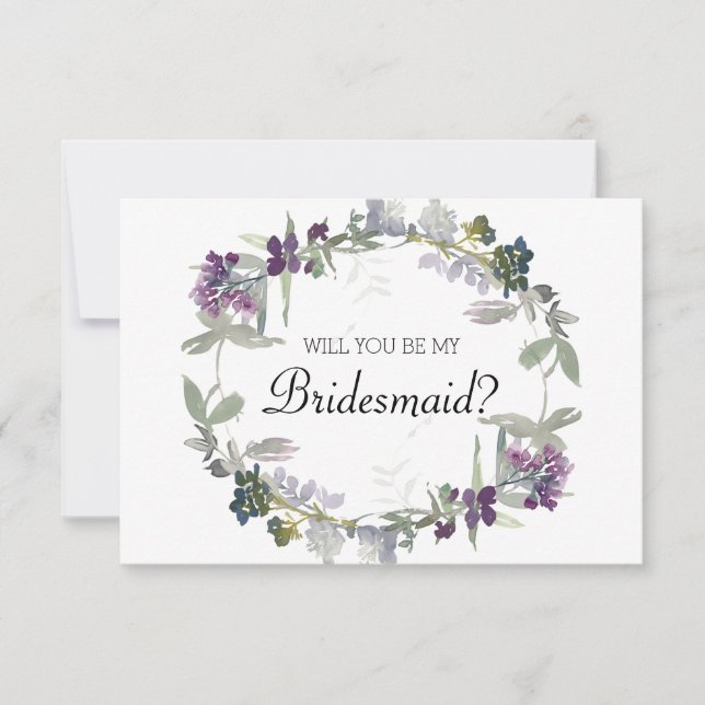 Werden Sie mein Bridesmaid-Aquarelllavender sein? (Vorderseite)