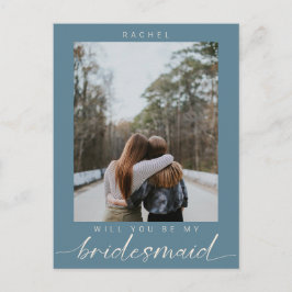 Werden Sie mein Bridesmaid-blaues Foto Modern sein Postkarte
