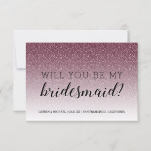 Werden Sie mein Bridesmaid Burgundy Glitzer Ombre? Einladung