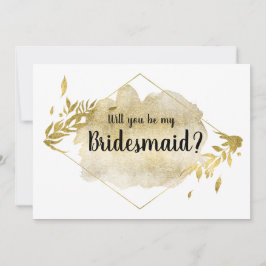 Werden Sie mein Bridesmaid Card Gold Foliage Effek Einladung