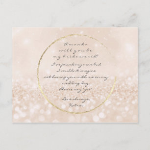 Werden Sie mein Bridesmaid-Elfenbein-Gold-Glitzer  Einladungspostkarte