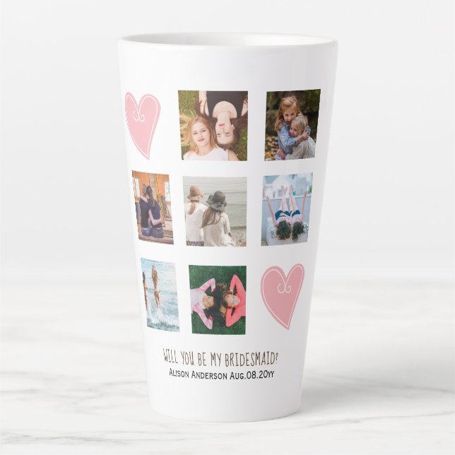 Werden Sie mein Bridesmaid-FOTO COLLAGE-BESTE FREU Milchtasse (Vorderseite)