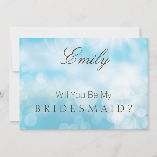 Werden Sie mein Bridesmaid Gold Blue Glitzer sein? Einladung (Vorderseite)