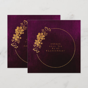 Werden Sie mein Bridesmaid Gold Burgunde Velvet se Einladung