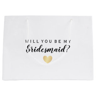 Werden Sie mein Bridesmaid Gold Confetti Herz Große Geschenktüte