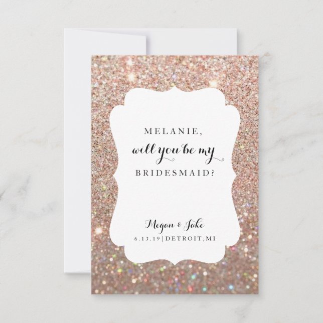 Werden Sie mein Bridesmaid-Hochzeitstag Fab-Glitze Einladung (Vorderseite)