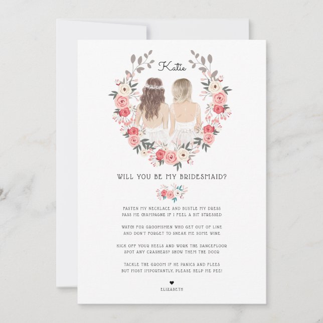 Werden Sie mein Bridesmaid/mein Vorschlag zur Trau Einladung (Vorderseite)
