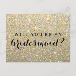 Werden Sie mein Bridesmaid-PC sein - Gold Glitzer Einladungspostkarte