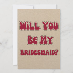 Werden Sie mein Bridesmaid Retro-70er Themed Vinta Feiertagskarte