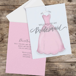 Werden Sie mein Bridesmaid-Rosa-Kleid Vintag sein? Karte