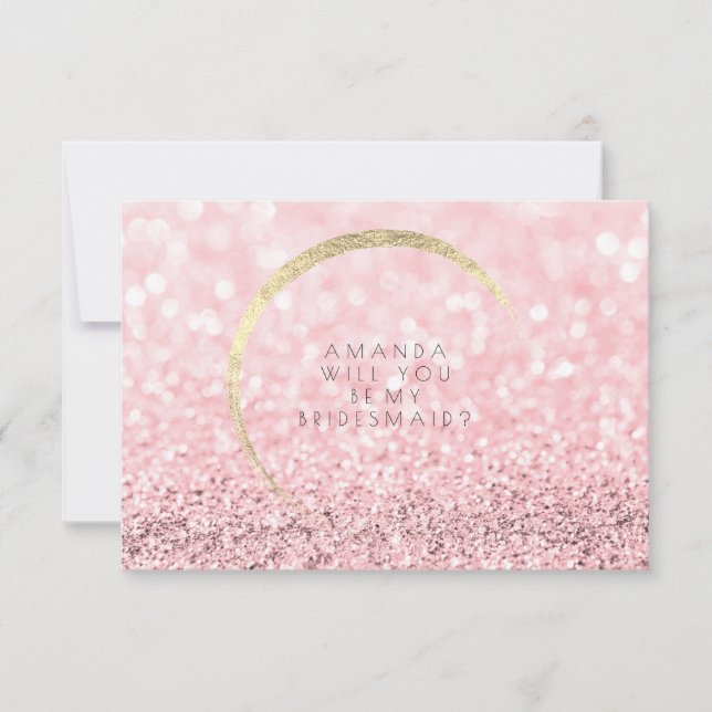 Werden Sie mein Bridesmaid Rose Gold Gold Glitzer? Einladung (Vorderseite)