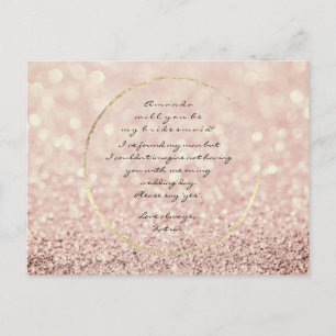 Werden Sie mein Bridesmaid Sepia Rose Gold Glitzer Einladungspostkarte