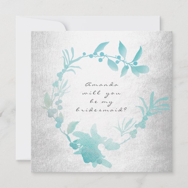 Werden Sie mein Bridesmaid Silver Tiffany Wreath s Einladung (Vorderseite)