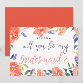 Werden Sie mein Bridesmaid-Skript Bright Florals Einladung