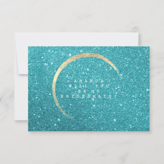 Werden Sie mein Bridesmaid Tiffany Gold Glitzer? Einladung (Vorderseite)