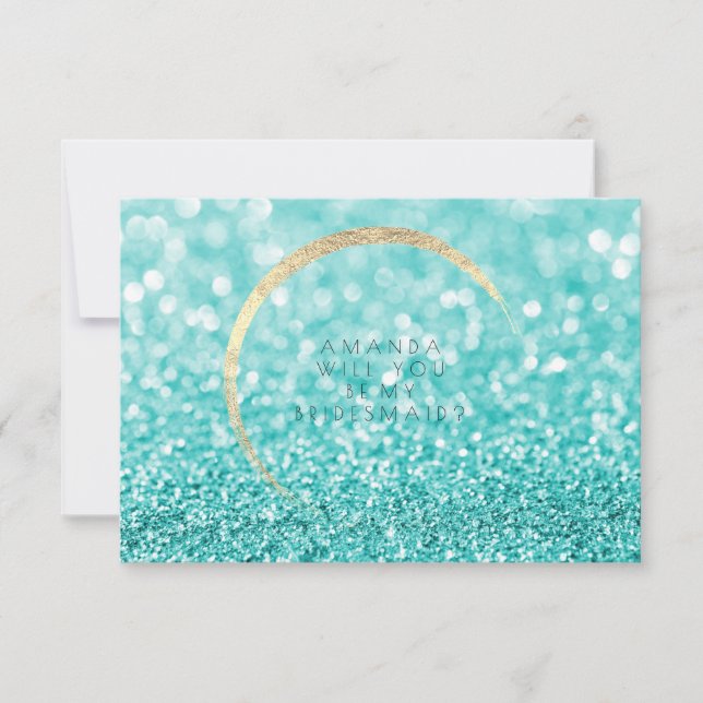 Werden Sie mein Bridesmaid Tiffany Gold Glitzer? Einladung (Vorderseite)