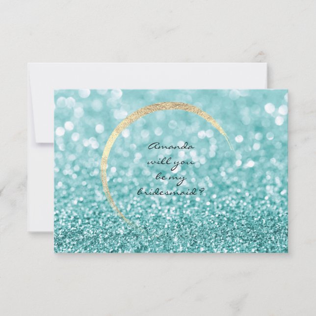 Werden Sie mein Bridesmaid Tiffany Gold Glitzer VI Einladung (Vorderseite)