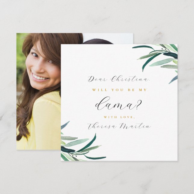 Werden Sie mein Dama Vorschlag Quinceanera Foto? Einladung (Vorne/Hinten)