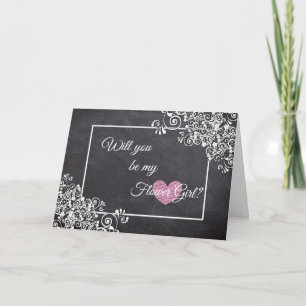Werden Sie mein Flower Girl Card Chalkboard Style Einladung