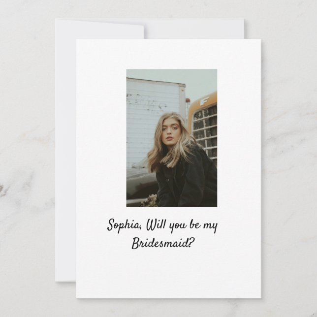 Werden Sie mein Foto Bridesmaid elegante moderne Einladung (Vorderseite)