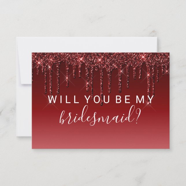 Werden Sie mein Glitzer-Tropfen mit Bridesmaid-Fun Einladung (Vorderseite)