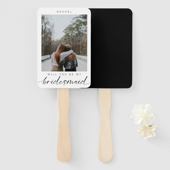Werden Sie mein Minimalistisches Foto von Bridesma Fächer (Vorne und Hinten)