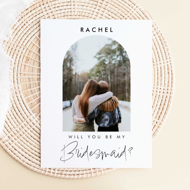 Werden Sie mein Minimalistisches Foto von Bridesma Postkarte (Von Creator hochgeladen)