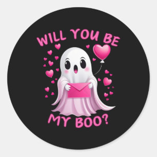 Werden Sie mein Niedlicher Boo-Geist Valentine sei Runder Aufkleber