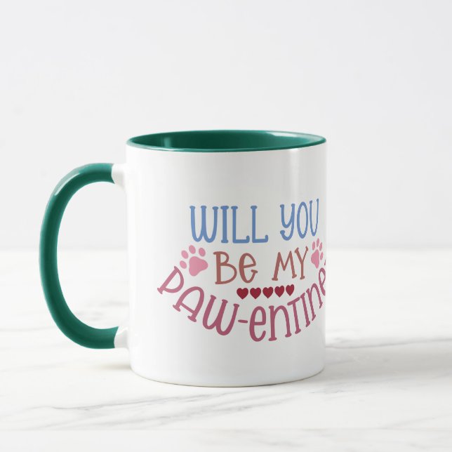 Werden Sie mein Pawentine sein? Valentine vom Hund Tasse (Links)