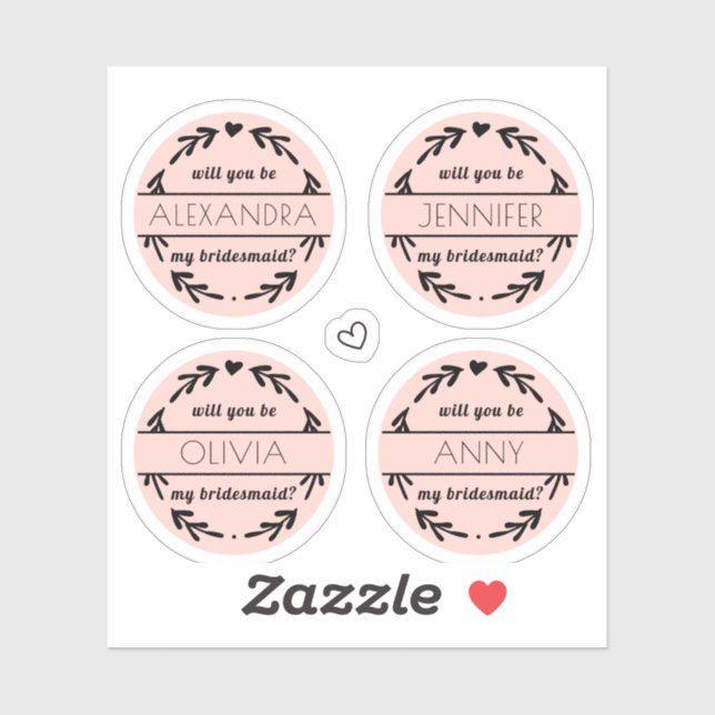 Werden Sie mein Personalisierter Name der Bridesma Aufkleber (Blatt)