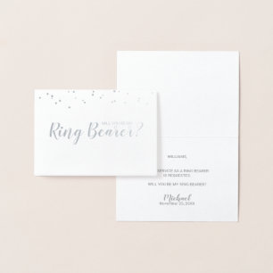 Werden Sie mein Ringträger sein? Confetti Silver Folienkarte